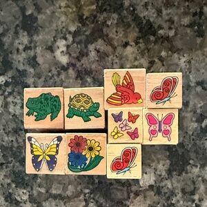 Colorful Wooden Animal and Butterfly stamps